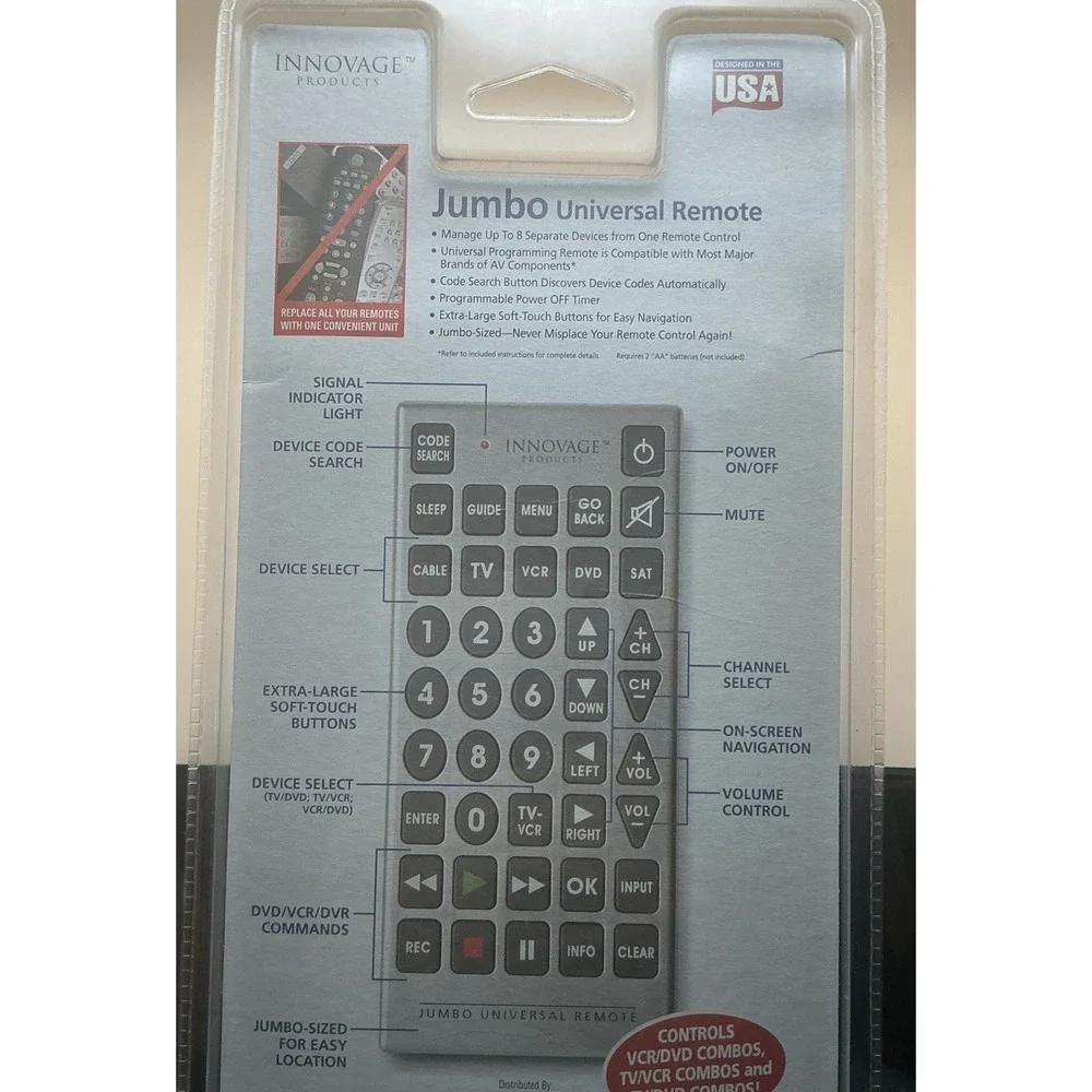 INNOVAGE Products Jumbo‎ Universal Grey Remote Control NEW